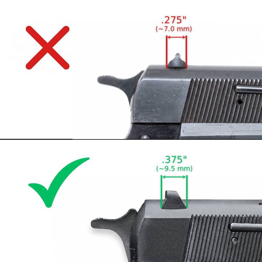 Browning Hi-Power [Vigilante Mark III Practical HP40] justerbara sikten | vita punkter - Ubitzu