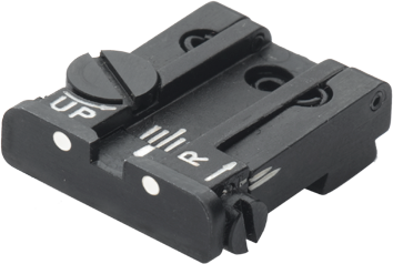 Glock [G17 G19 G26 & other] justerbart baksikte | vita prickar - Ubitzu